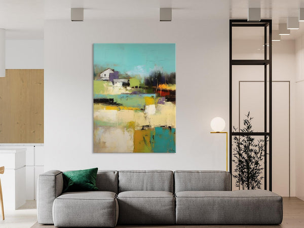 Landscape Canvas Paintings for Dining Room, Extra Large Modern Wall Art, Acrylic Painting on Canvas, Original Landscape Abstract Painting-Grace Painting Crafts