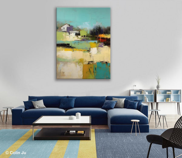 Landscape Canvas Paintings for Dining Room, Extra Large Modern Wall Art, Acrylic Painting on Canvas, Original Landscape Abstract Painting-Grace Painting Crafts