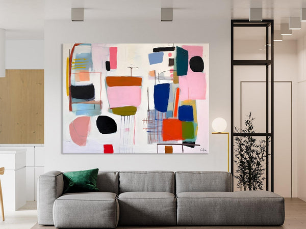 Contemporary Acrylic Painting on Canvas, Original Canvas Art, Large Wall Art Painting for Bedroom, Oversized Modern Abstract Wall Paintings-Grace Painting Crafts