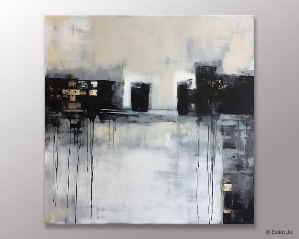 Contemporary Canvas Art, Black Acrylic Artwork, Original Abstract Wall Art, Hand Painted Canvas Art, Extra Large Abstract Painting for Sale-Grace Painting Crafts