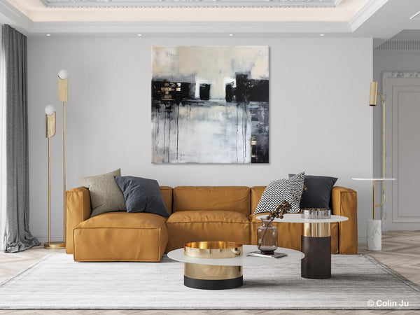 Contemporary Canvas Art, Black Acrylic Artwork, Original Abstract Wall Art, Hand Painted Canvas Art, Extra Large Abstract Painting for Sale-Grace Painting Crafts