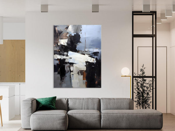 Black Original Canvas Art, Contemporary Acrylic Painting on Canvas, Large Wall Art Painting for Bedroom, Oversized Modern Abstract Paintings-Grace Painting Crafts