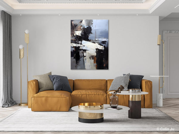 Black Original Canvas Art, Contemporary Acrylic Painting on Canvas, Large Wall Art Painting for Bedroom, Oversized Modern Abstract Paintings-Grace Painting Crafts