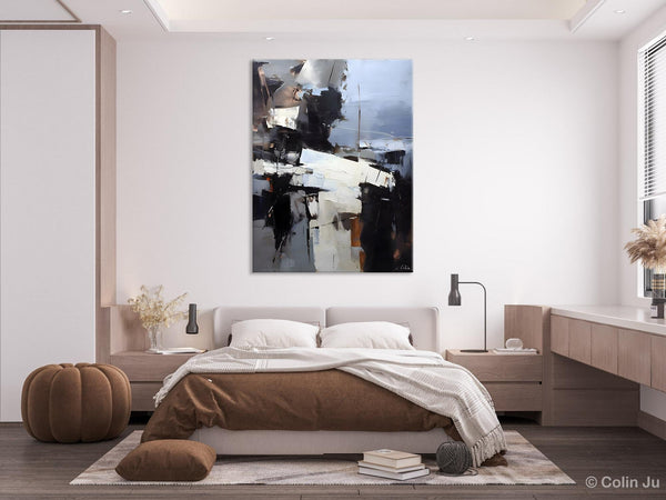 Black Original Canvas Art, Contemporary Acrylic Painting on Canvas, Large Wall Art Painting for Bedroom, Oversized Modern Abstract Paintings-Grace Painting Crafts