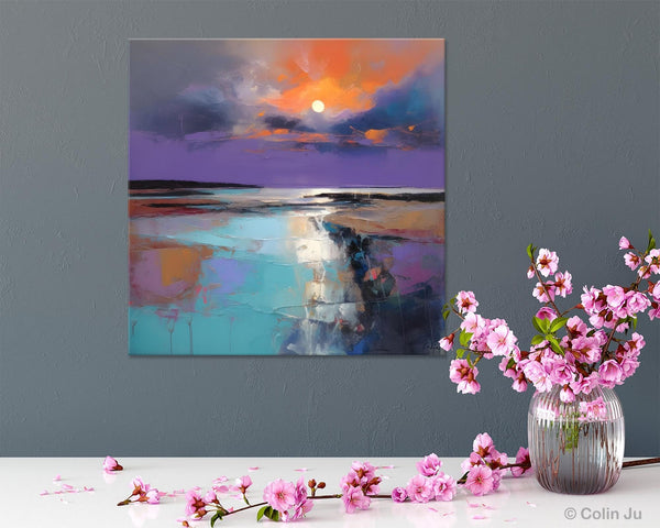 Landscape Canvas Art, Sunrise Landscape Acrylic Art, Original Abstract Art, Hand Painted Canvas Art, Large Abstract Painting for Living Room-Grace Painting Crafts