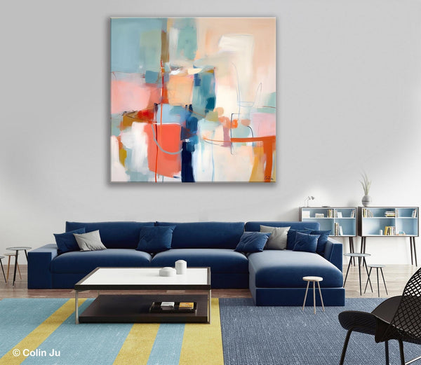 Canvas Paintings, Large Abstract Art for Bedroom, Simple Modern Acrylic Artwork, Modern Original Abstract Wall Art, Contemporary Canvas Art-Grace Painting Crafts