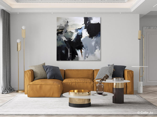 Extra Large Abstract Paintings for Dining Room, Black Modern Art Paintings, Original Modern Acrylic Artwork, Abstract Wall Art for Bedroom-Grace Painting Crafts