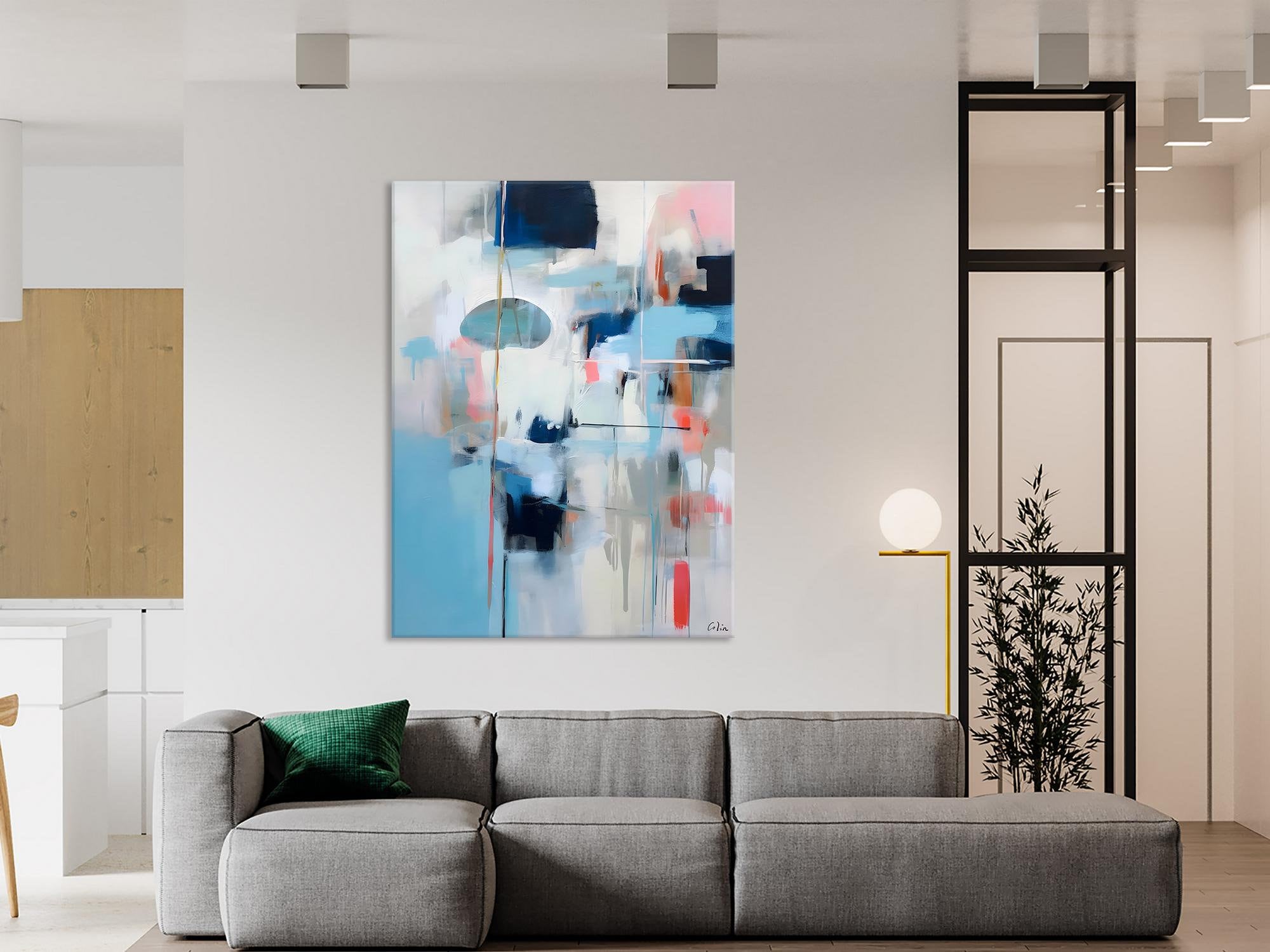 Large Wall Paintings for Bedroom, Contemporary Abstract Paintings on Canvas, Oversized Abstract Wall Art Paintings, Original Abstract Art-Grace Painting Crafts