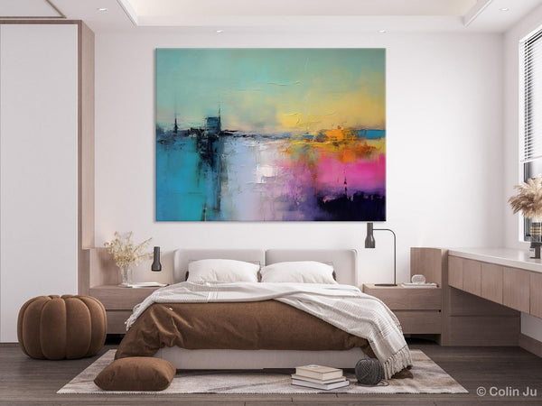 Hand Painted Original Canvas Wall Art, Abstract Landscape Paintings for Bedroom, Modern Landscape Artwork, Contemporary Acrylic Paintings-Grace Painting Crafts