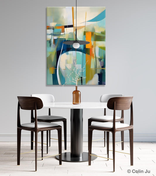 Large Geometric Abstract Painting, Acrylic Painting on Canvas, Landscape Canvas Paintings for Bedroom, Original Landscape Abstract Painting-Grace Painting Crafts