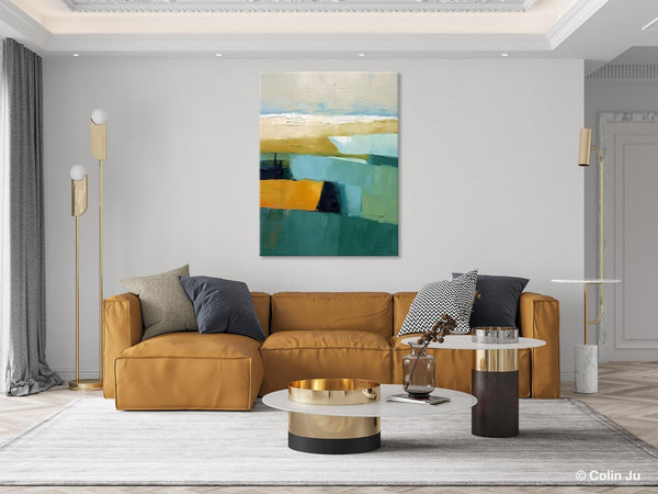 Large Geometric Abstract Painting, Landscape Canvas Paintings for Bedroom, Acrylic Painting on Canvas, Original Landscape Abstract Painting-Grace Painting Crafts