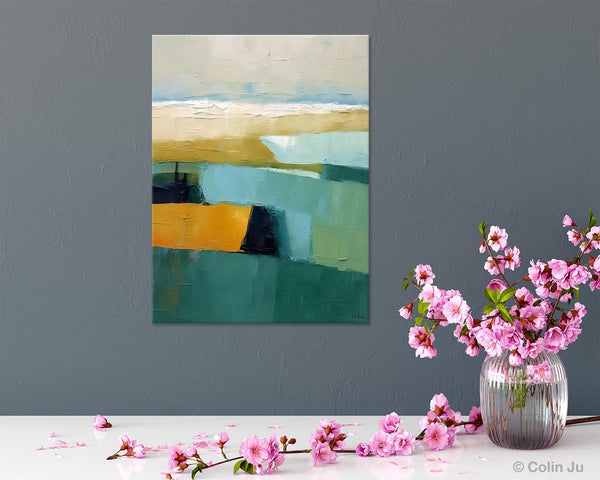 Large Geometric Abstract Painting, Landscape Canvas Paintings for Bedroom, Acrylic Painting on Canvas, Original Landscape Abstract Painting-Grace Painting Crafts