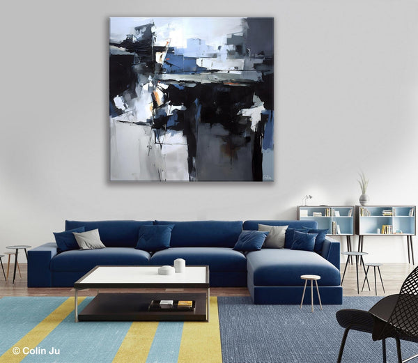 Original Modern Wall Art on Canvas, Black Contemporary Canvas Art, Modern Acrylic Artwork for Sale, Large Abstract Painting for Bedroom-Grace Painting Crafts