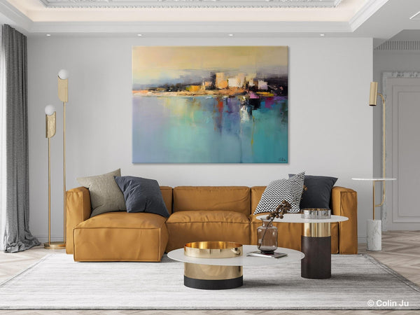 Abstract Landscape Paintings, Palette Knife Canvas Art, Extra Large Canvas Painting for Dining Room, Original Canvas Wall Art Paintings-Grace Painting Crafts