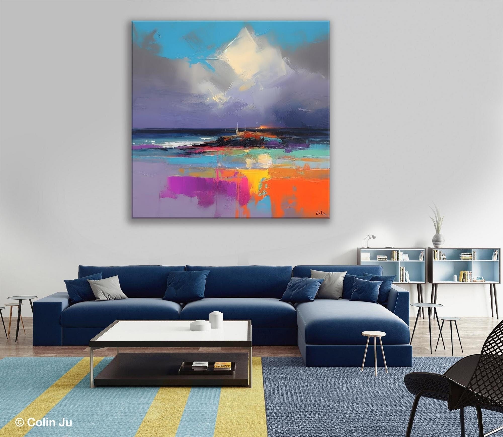 Landscape Canvas Paintings, Modern Canvas Wall Art Paintings, Original Canvas Painting for Living Room, Acrylic Painting on Canvas-Grace Painting Crafts