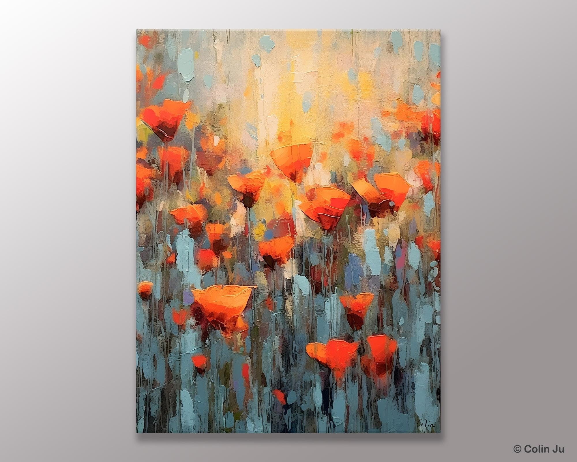 Flower Abstract Painting, Heavy Texture Wall Art, Acrylic Painting on Canvas, Canvas Painting Ideas for Dining Room, Original Abstract Art-Grace Painting Crafts