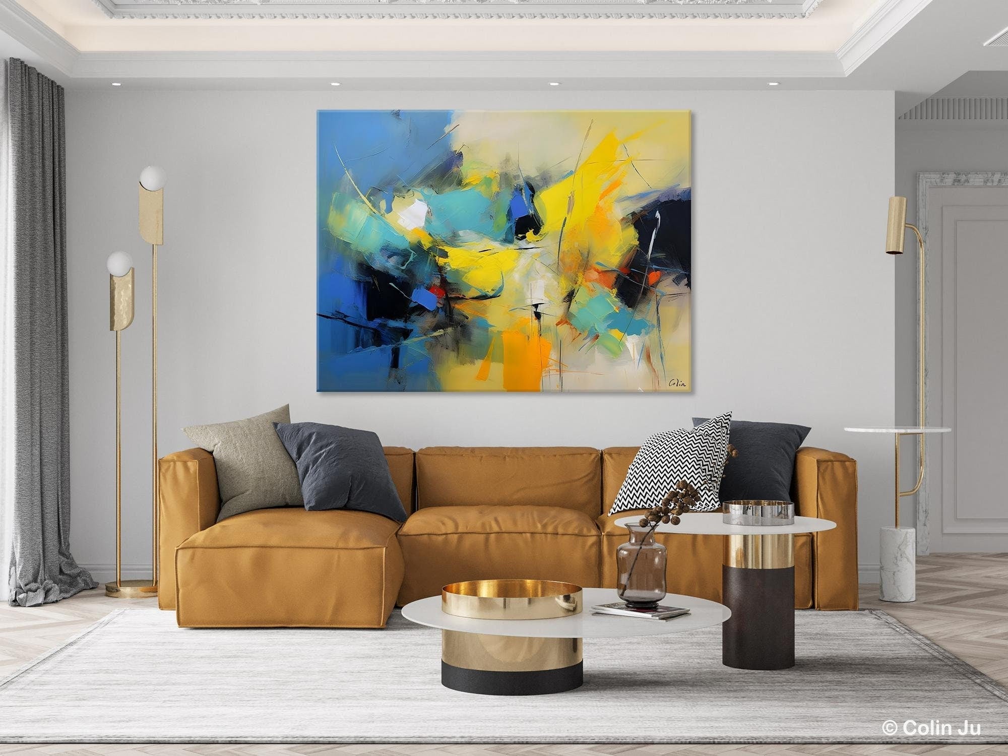 Hand Painted Canvas Art, Contemporary Acrylic Art, Oversized Canvas Paintings, Original Abstract Art, Huge Wall Art Ideas for Living Room-Grace Painting Crafts