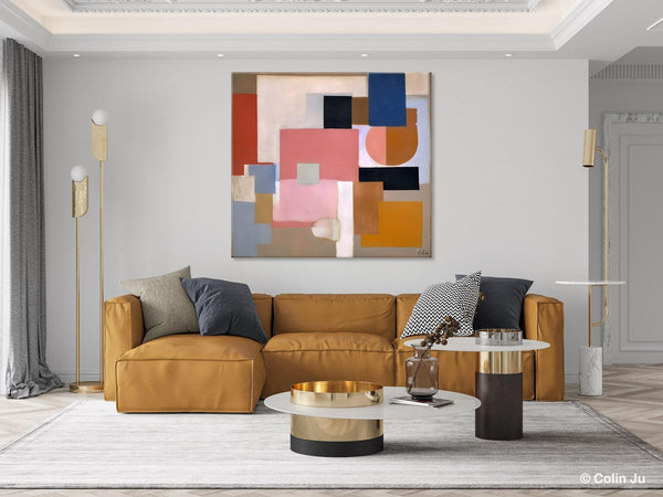 Geometric Abstract Art, Original Abstract Wall Art, Contemporary Acrylic Paintings, Hand Painted Canvas Art, Large Abstract Art for Bedroom-Grace Painting Crafts