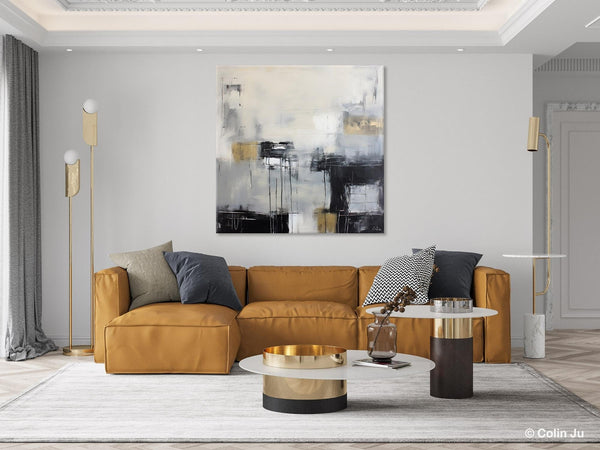 Modern Acrylic Artwork, Contemporary Canvas Artwork, Original Modern Wall Art, Black Canvas Paintings, Large Abstract Painting for Bedroom-Grace Painting Crafts