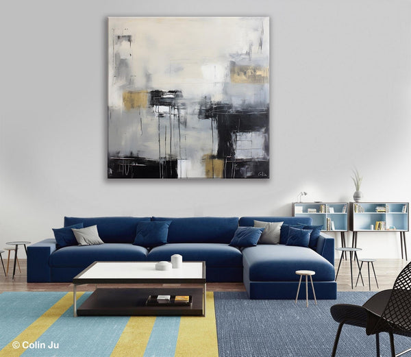 Modern Acrylic Artwork, Contemporary Canvas Artwork, Original Modern Wall Art, Black Canvas Paintings, Large Abstract Painting for Bedroom-Grace Painting Crafts