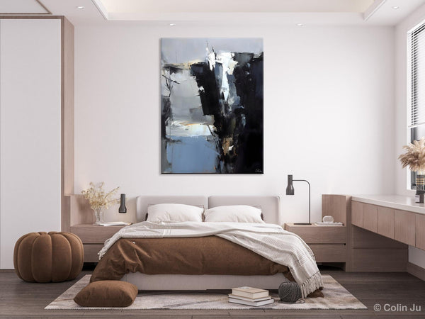 Extra Large Paintings for Bedroom, Black Contemporary Wall Art, Abstract Wall Paintings, Hand Painted Canvas Art, Original Modern Painting-Grace Painting Crafts