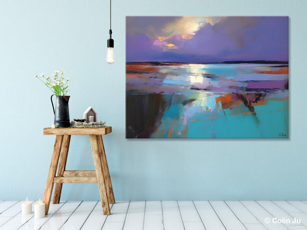 Abstract Landscape Painting on Canvas, Large Paintings for Bedroom, Oversized Contemporary Wall Art Paintings, Extra Large Original Artwork-Grace Painting Crafts