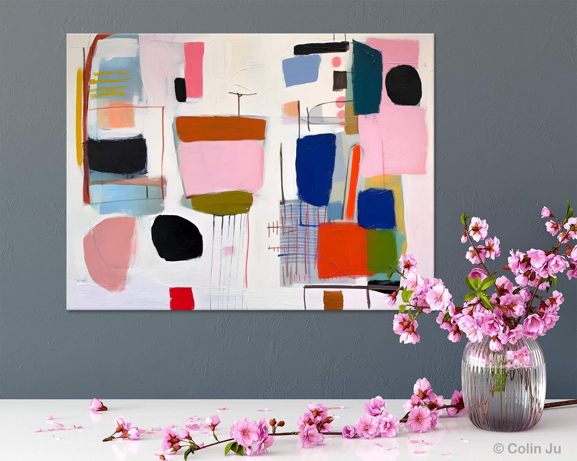 Contemporary Acrylic Painting on Canvas, Original Canvas Art, Large Wall Art Painting for Bedroom, Oversized Modern Abstract Wall Paintings-Grace Painting Crafts