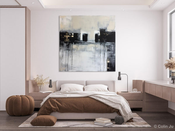 Contemporary Canvas Art, Black Acrylic Artwork, Original Abstract Wall Art, Hand Painted Canvas Art, Extra Large Abstract Painting for Sale-Grace Painting Crafts