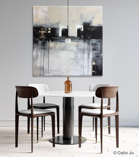 Contemporary Canvas Art, Black Acrylic Artwork, Original Abstract Wall Art, Hand Painted Canvas Art, Extra Large Abstract Painting for Sale-Grace Painting Crafts