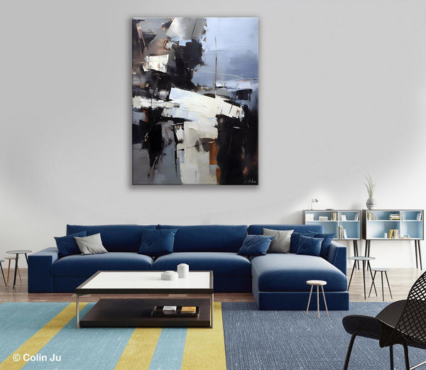 Black Original Canvas Art, Contemporary Acrylic Painting on Canvas, Large Wall Art Painting for Bedroom, Oversized Modern Abstract Paintings-Grace Painting Crafts