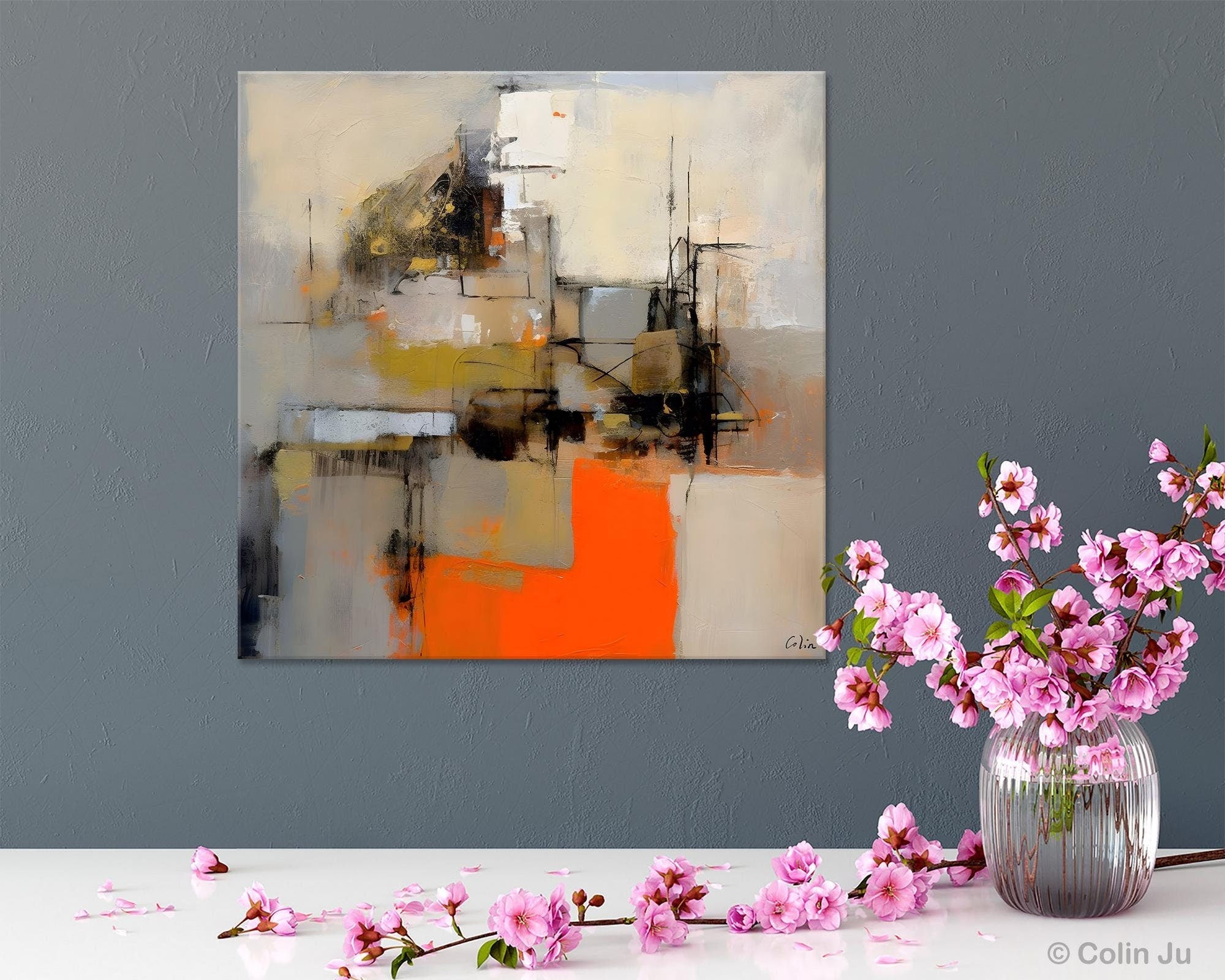Large Abstract Art for Bedroom, Original Abstract Wall Art, Simple Modern Acrylic Artwork, Modern Canvas Paintings, Contemporary Canvas Art-Grace Painting Crafts