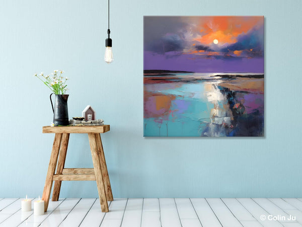 Landscape Canvas Art, Sunrise Landscape Acrylic Art, Original Abstract Art, Hand Painted Canvas Art, Large Abstract Painting for Living Room-Grace Painting Crafts