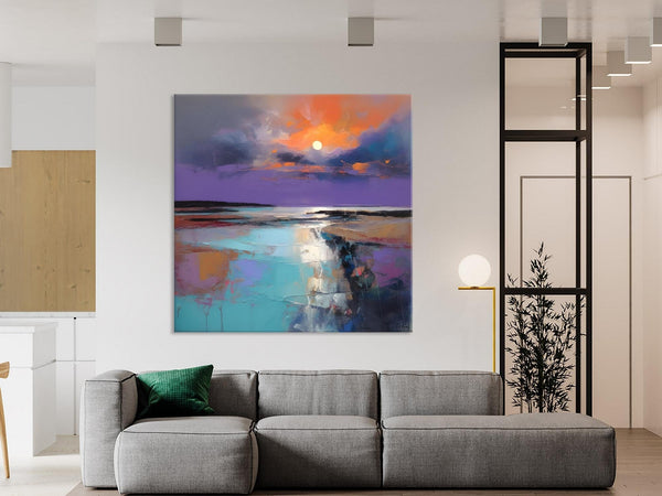 Landscape Canvas Art, Sunrise Landscape Acrylic Art, Original Abstract Art, Hand Painted Canvas Art, Large Abstract Painting for Living Room-Grace Painting Crafts