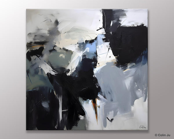 Extra Large Abstract Paintings for Dining Room, Black Modern Art Paintings, Original Modern Acrylic Artwork, Abstract Wall Art for Bedroom-Grace Painting Crafts