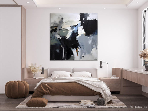 Extra Large Abstract Paintings for Dining Room, Black Modern Art Paintings, Original Modern Acrylic Artwork, Abstract Wall Art for Bedroom-Grace Painting Crafts