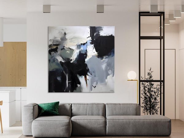 Extra Large Abstract Paintings for Dining Room, Black Modern Art Paintings, Original Modern Acrylic Artwork, Abstract Wall Art for Bedroom-Grace Painting Crafts