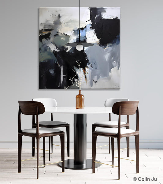Extra Large Abstract Paintings for Dining Room, Black Modern Art Paintings, Original Modern Acrylic Artwork, Abstract Wall Art for Bedroom-Grace Painting Crafts