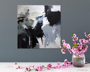 Extra Large Abstract Paintings for Dining Room, Black Modern Art Paintings, Original Modern Acrylic Artwork, Abstract Wall Art for Bedroom-Grace Painting Crafts