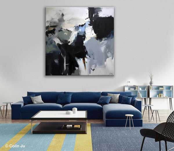 Extra Large Abstract Paintings for Dining Room, Black Modern Art Paintings, Original Modern Acrylic Artwork, Abstract Wall Art for Bedroom-Grace Painting Crafts