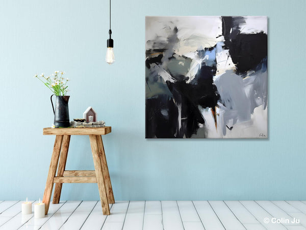 Extra Large Abstract Paintings for Dining Room, Black Modern Art Paintings, Original Modern Acrylic Artwork, Abstract Wall Art for Bedroom-Grace Painting Crafts
