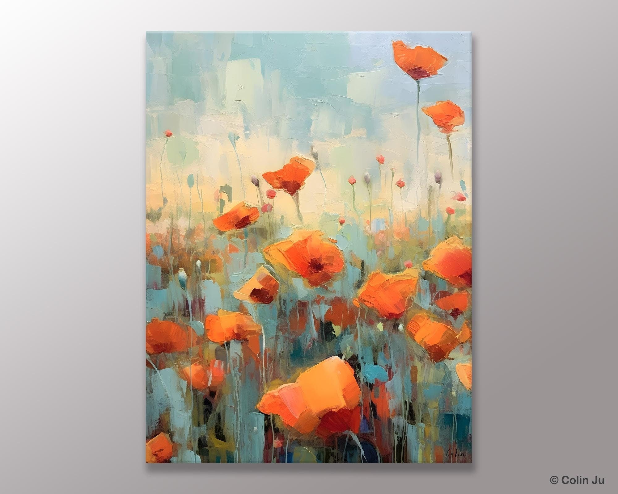 Flower Canvas Paintings, Flower Field Painting, Large Original Landscape Painting for Bedroom, Acrylic Paintings on Canvas, Hand Painted Art-Grace Painting Crafts