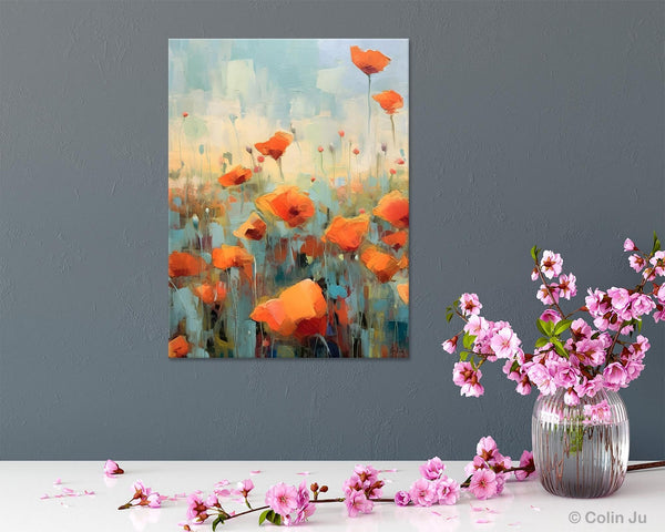 Flower Canvas Paintings, Flower Field Painting, Large Original Landscape Painting for Bedroom, Acrylic Paintings on Canvas, Hand Painted Art-Grace Painting Crafts