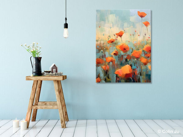 Flower Canvas Paintings, Flower Field Painting, Large Original Landscape Painting for Bedroom, Acrylic Paintings on Canvas, Hand Painted Art-Grace Painting Crafts