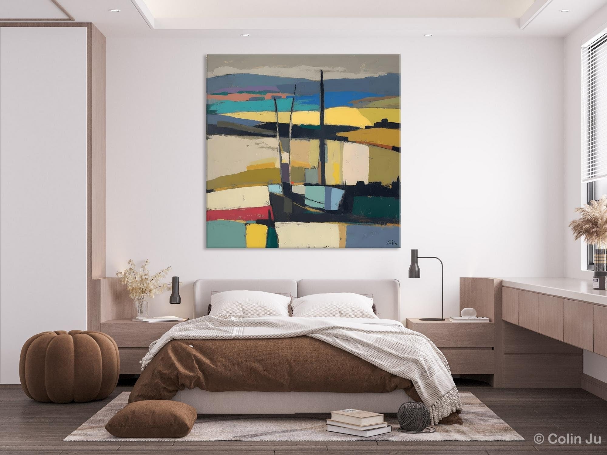Landscape Canvas Art, Original Abstract Art, Hand Painted Canvas Art, Abstract Landscape Painting, Large Abstract Painting for Living Room-Grace Painting Crafts