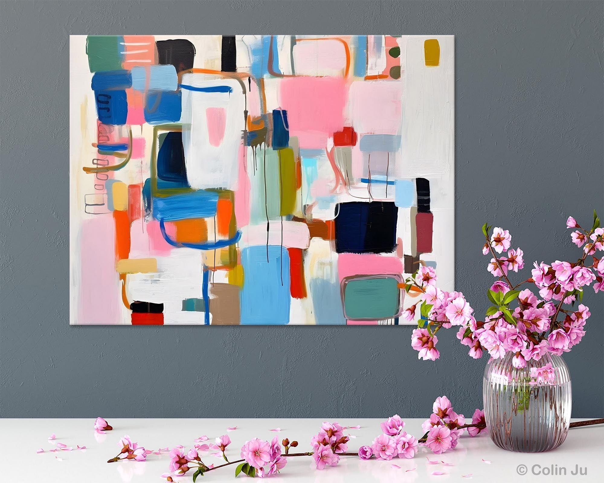 Large Wall Art Ideas for Living Room, Hand Painted Canvas Art, Oversized Canvas Paintings, Original Abstract Art, Contemporary Acrylic Art-Grace Painting Crafts