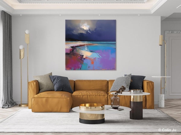 Landscape Canvas Paintings, Hand Painted Canvas Art, Landscape Acrylic Art, Original Abstract Art, Large Landscape Paintings for Living Room-Grace Painting Crafts