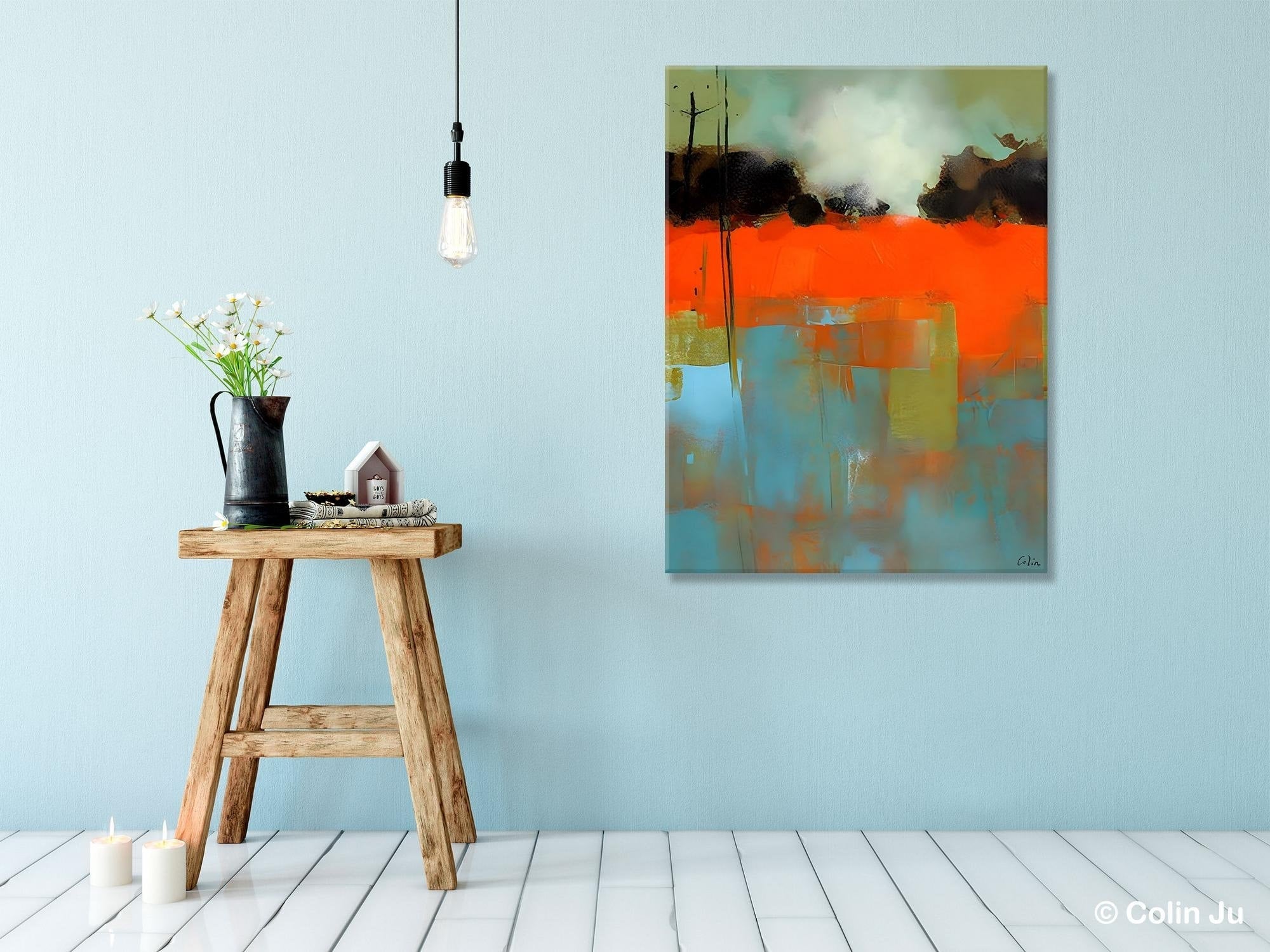 Landscape Canvas Art, Simple Modern Wall Art, Contemporary Acrylic Paintings, Original Abstract Paintings, Large Canvas Painting for Bedroom-Grace Painting Crafts