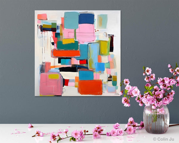 Original Abstract Wall Art, Geometric Modern Acrylic Art, Large Abstract Art for Bedroom, Modern Canvas Paintings, Contemporary Canvas Art-Grace Painting Crafts