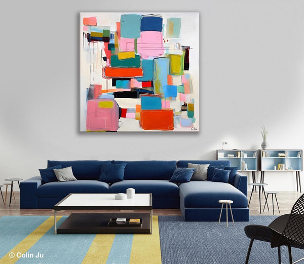 Original Abstract Wall Art, Geometric Modern Acrylic Art, Large Abstract Art for Bedroom, Modern Canvas Paintings, Contemporary Canvas Art-Grace Painting Crafts