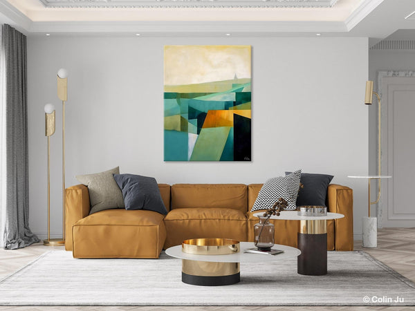 Landscape Canvas Paintings for Bedroom, Large Geometric Abstract Painting, Acrylic Painting on Canvas, Original Landscape Abstract Painting-Grace Painting Crafts